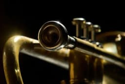 a close up of a trumpet mouthpiece on a black background .